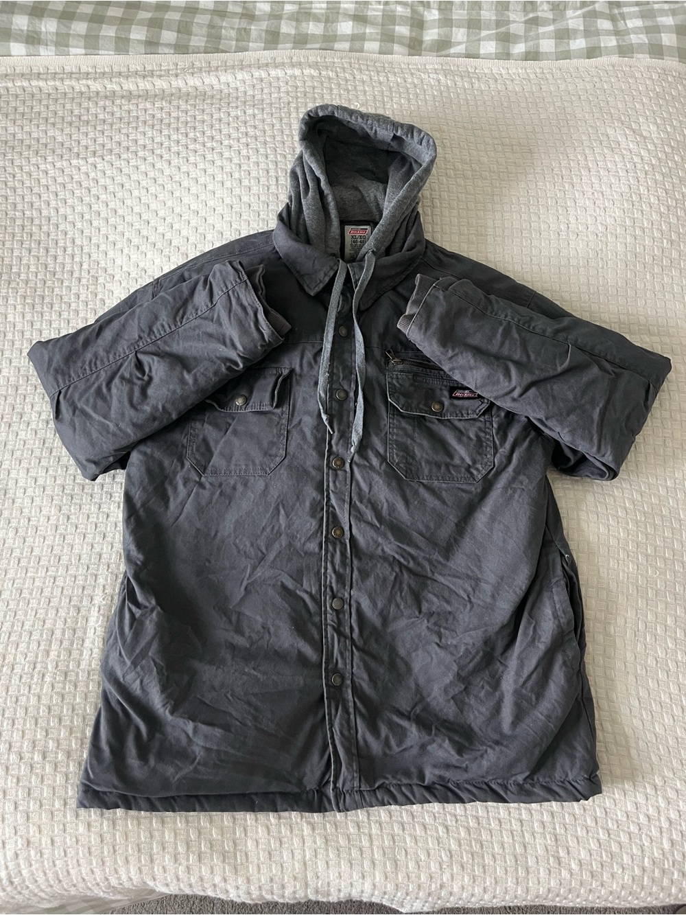 Genuine Dickies Gray Hooded Full Zip Quilted Lined Workwear Jacket Men’s XL